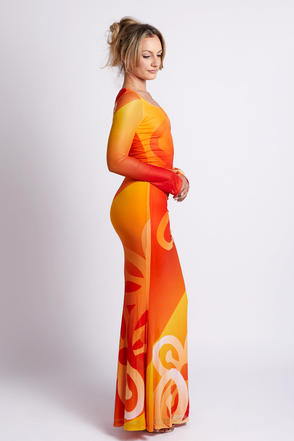 Jae Bese Saka African Print Mesh Maxi Skirt