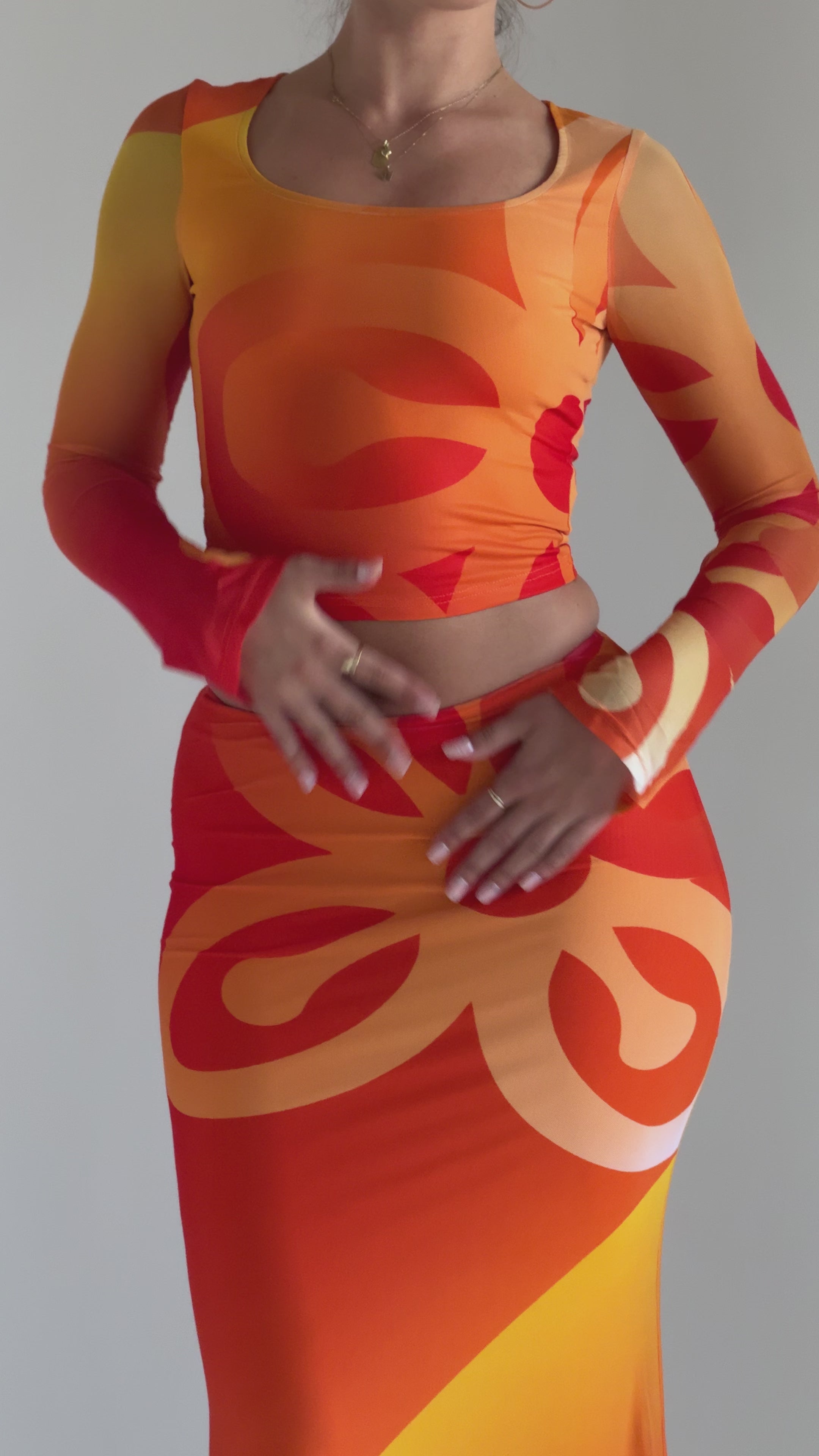 Jae Bese Saka African Print Flared Sleeve Mesh Top